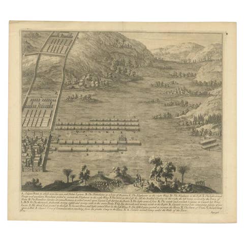 Antique Roman Battle Print of Scipio's Front by Duncan, c.1753