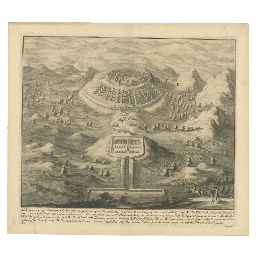 Antique Roman Battle Print of the Greater and Lesser Camp by Duncan, c.1753 For Sale