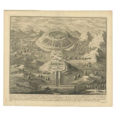Antique Roman Battle Print of the Greater and Lesser Camp by Duncan, c.1753