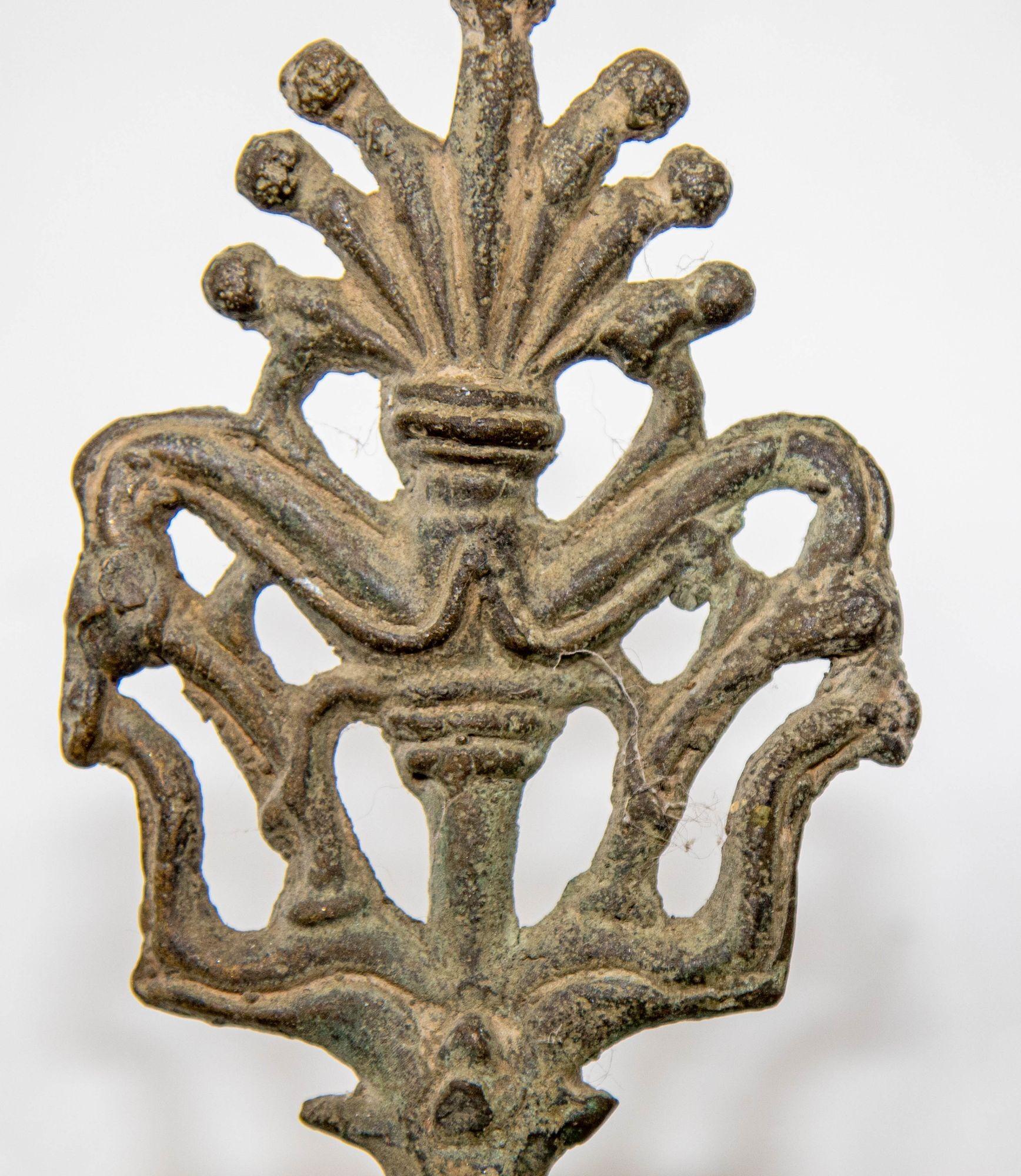 Lampe à huile ancienne de style byzantin romain en bronze en vente 1