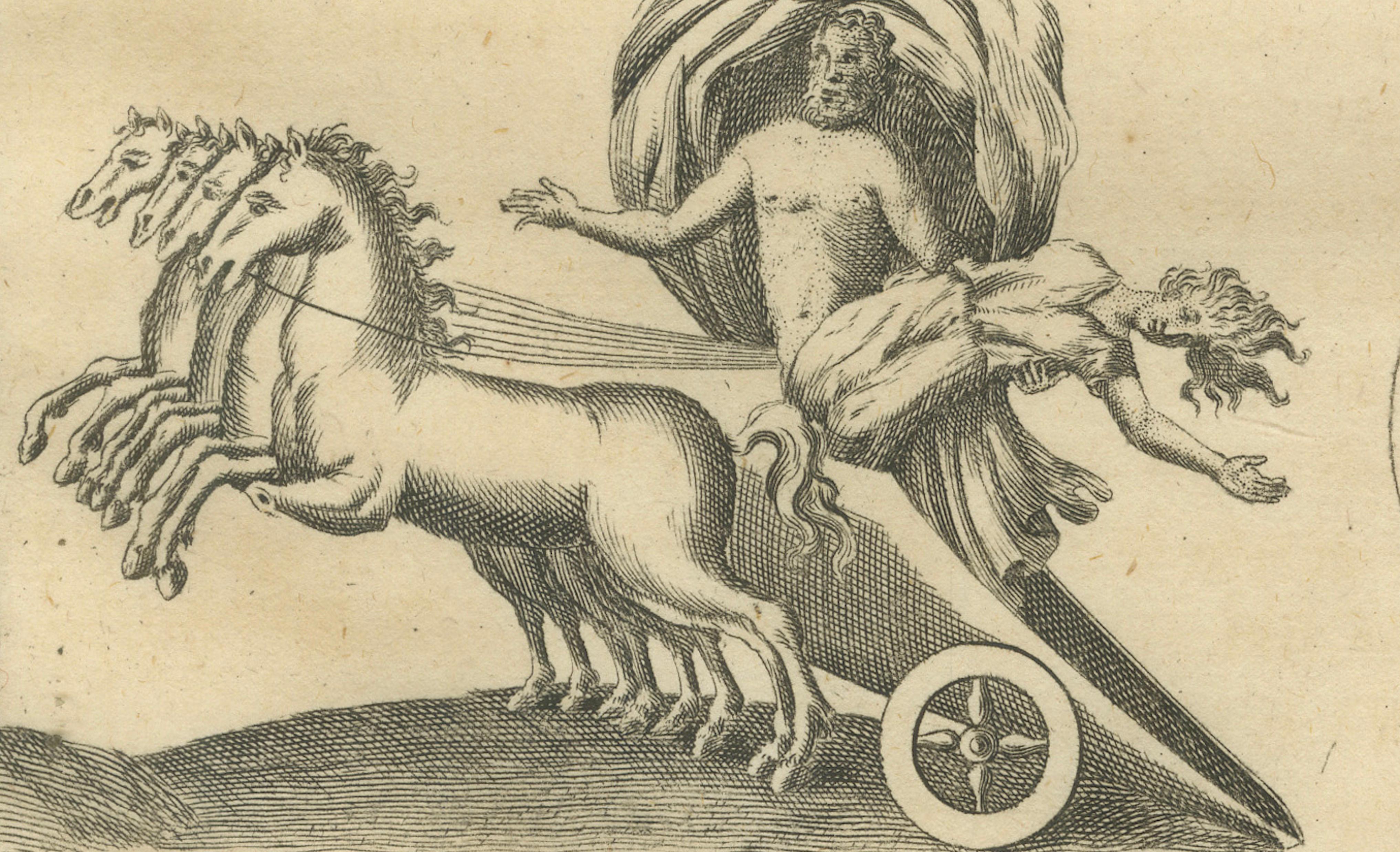 Antique Roman Chariot Reliefs and Medallions, Montfaucon Engraving, 1721