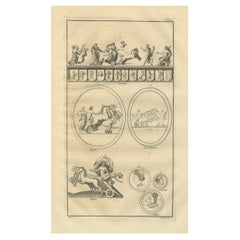 Antique Roman Chariot Reliefs and Medallions, Montfaucon Engraving, 1721