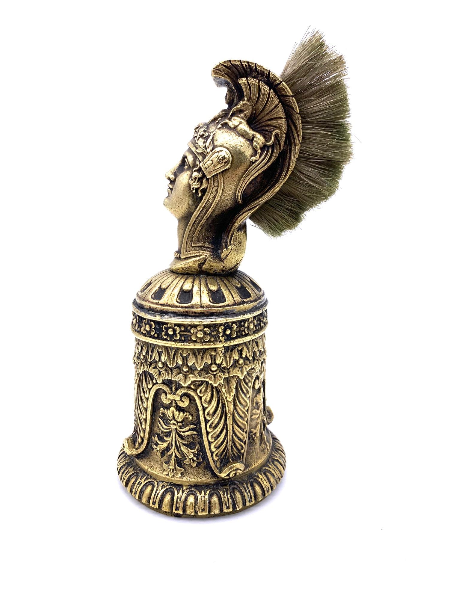 Antique Roman Charioteer Napoleon III Bronze Table Bell Fountain Pen Brush For Sale 4