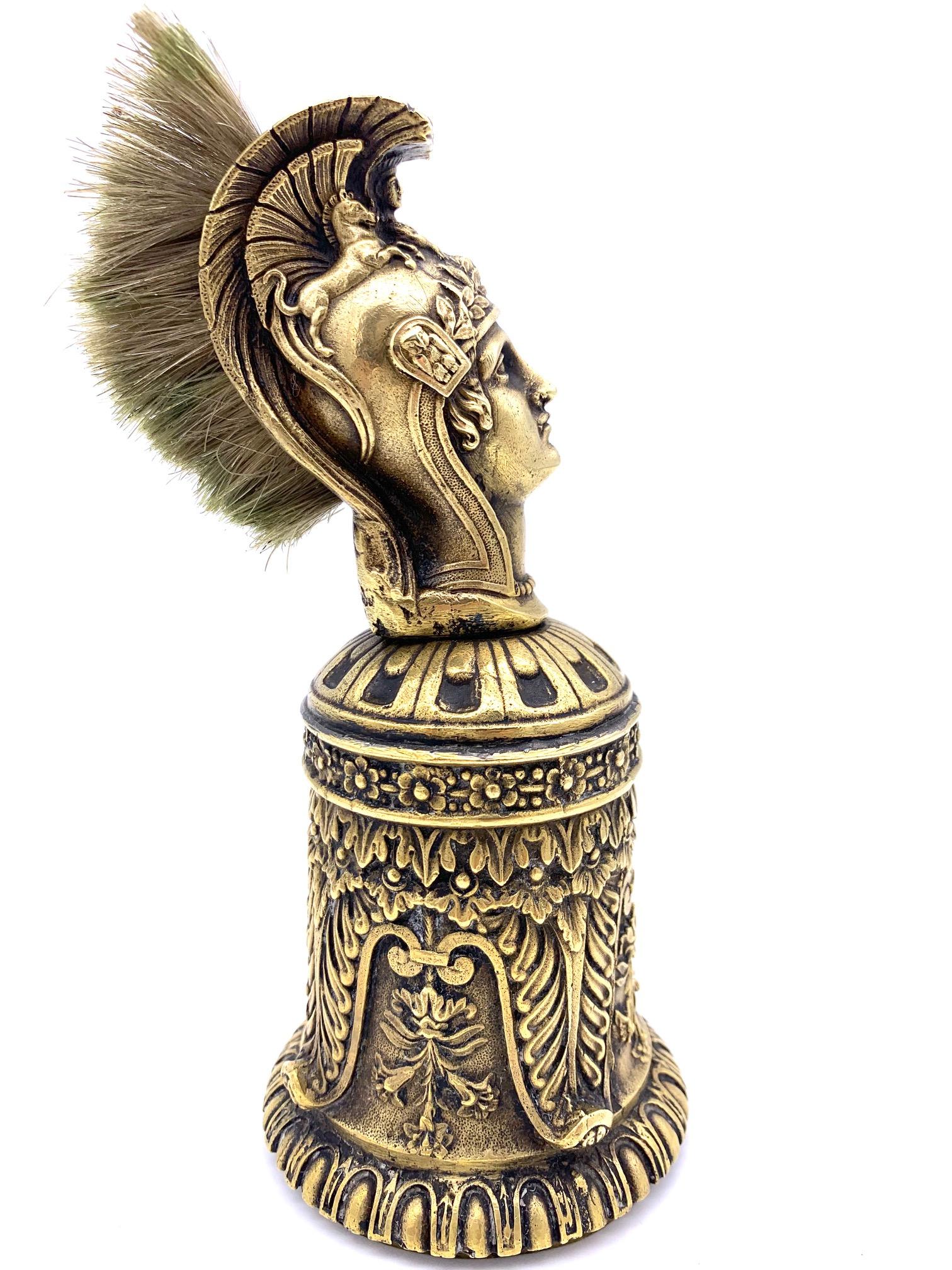 Antique Roman Charioteer Napoleon III Bronze Table Bell Fountain Pen Brush For Sale 2