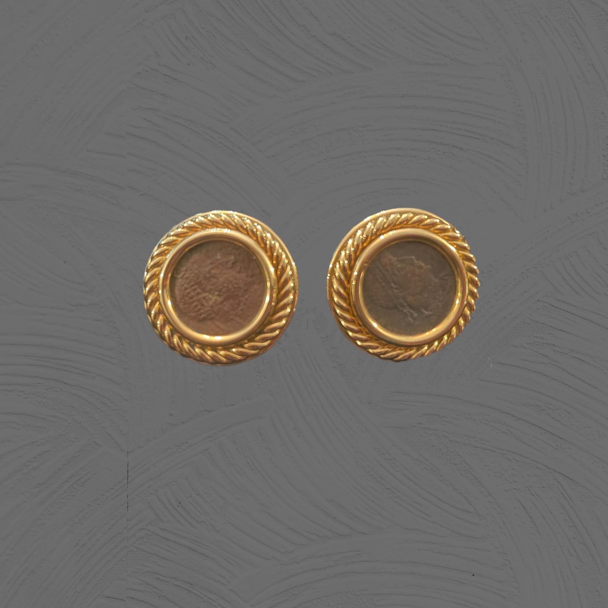 Antique Roman Coin Earrings In Excellent Condition For Sale In Saint Louis, MO