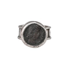 Used Roman Coin Fine Silver Handmade Signet Ring Personalized Designer