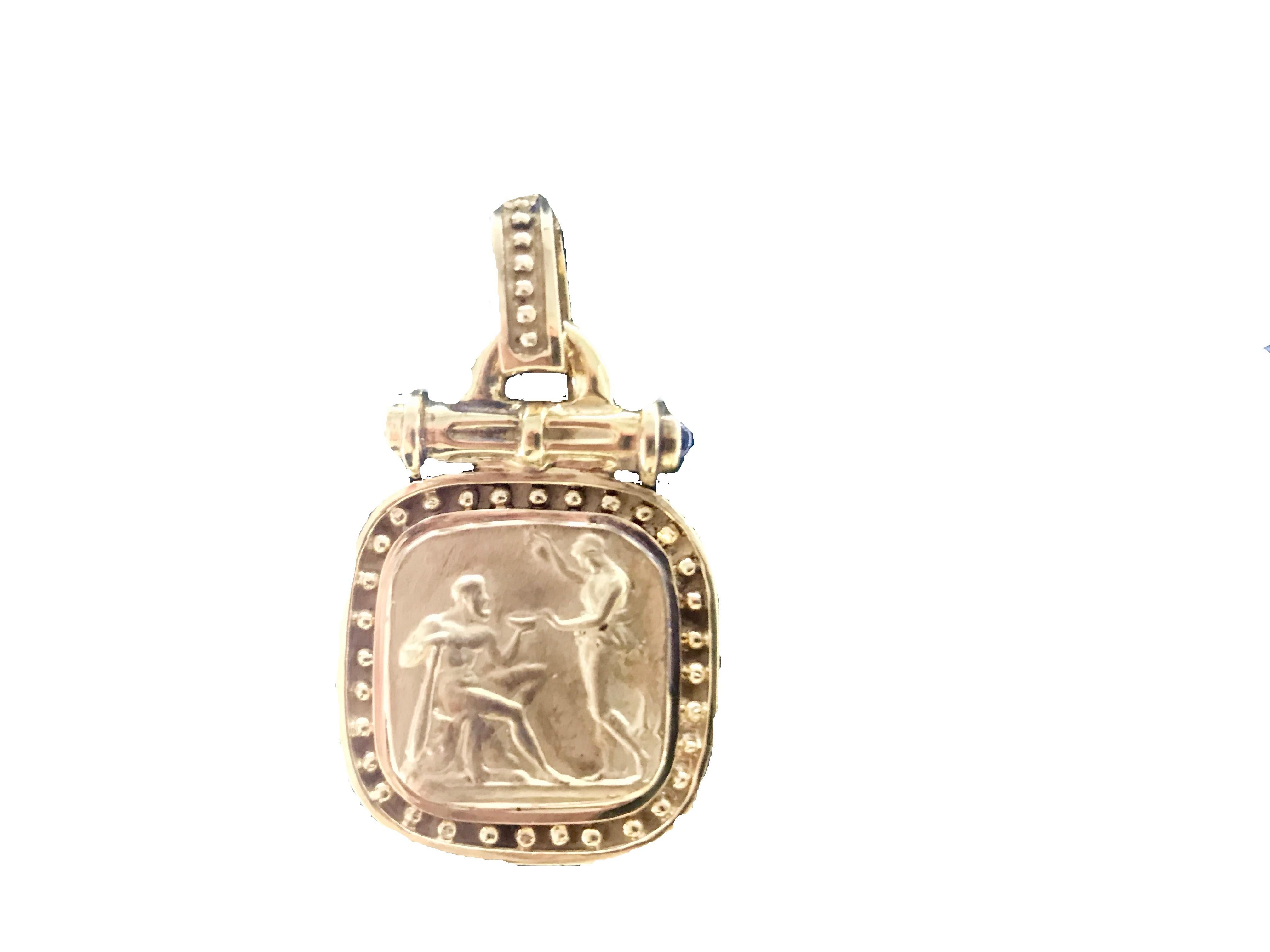 Women's Antique Roman Design Yellow Gold Enhancer For Sale