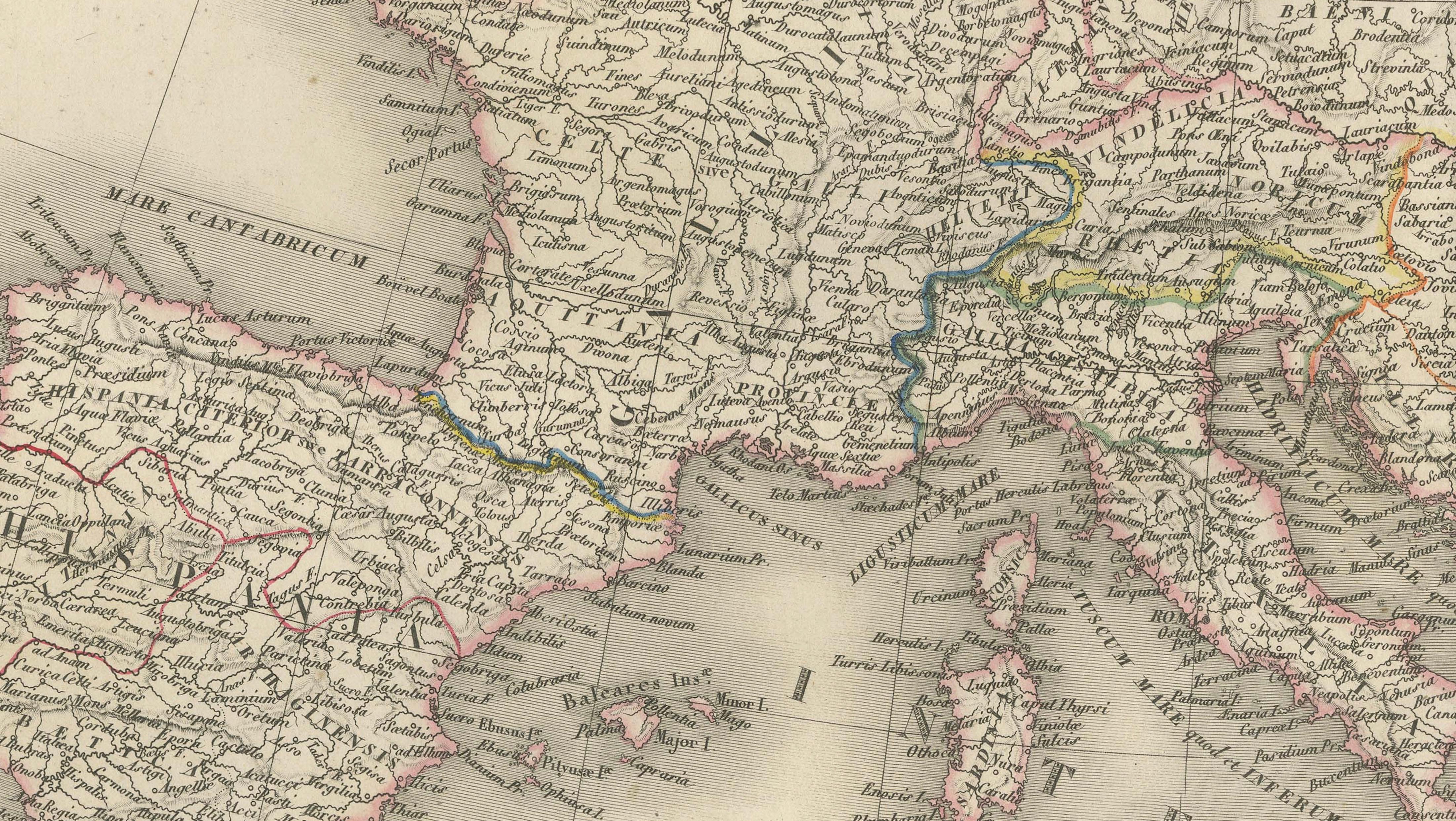 Antique Roman Empire Map, Europe Mediterranean, Lapie Tardieu, 1838