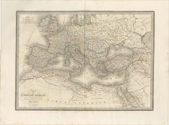 Antique Roman Empire Map, Europe Mediterranean, Lapie Tardieu, 1838