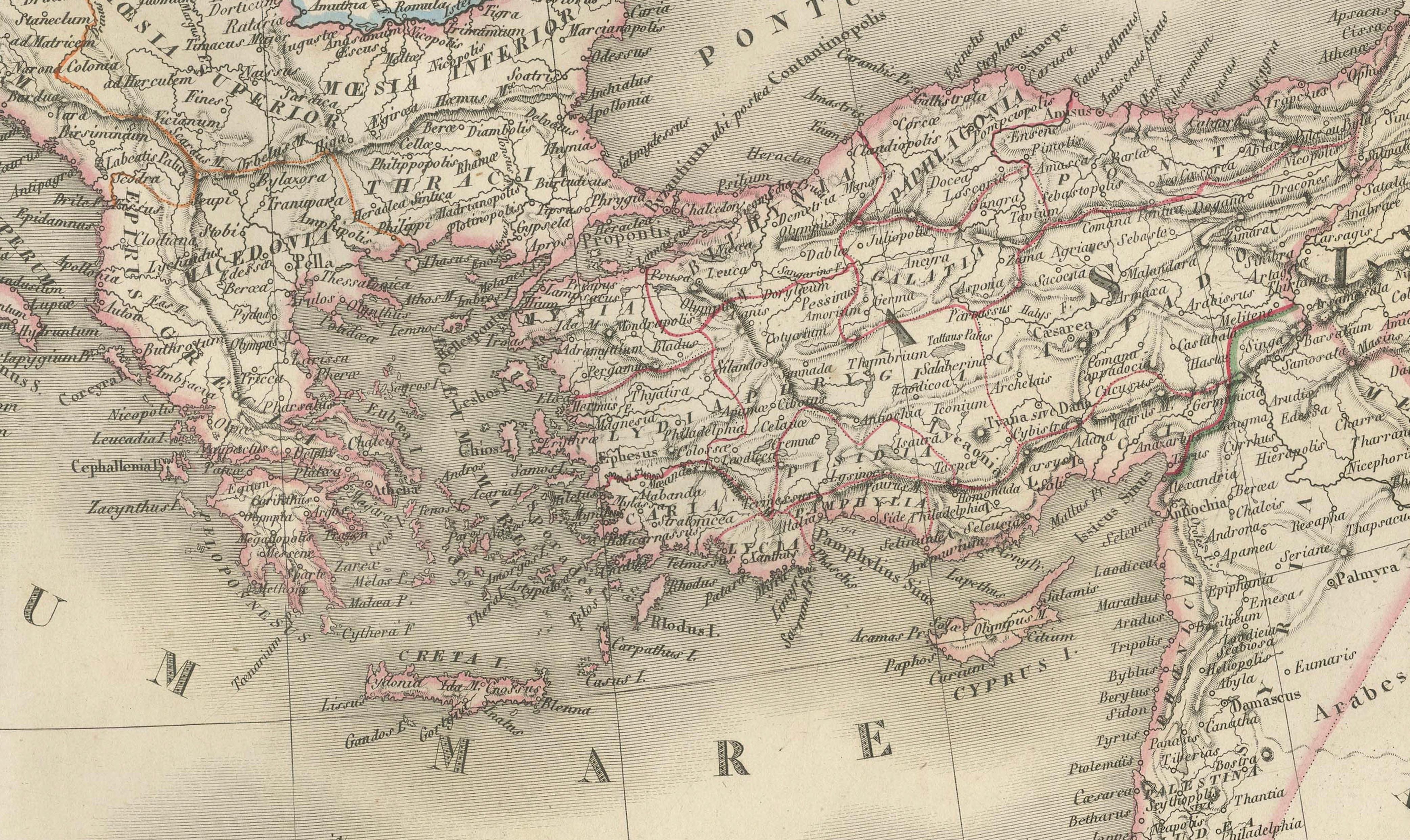 Antique Roman Empire Map, Europe Mediterranean, Lapie Tardieu, 1838