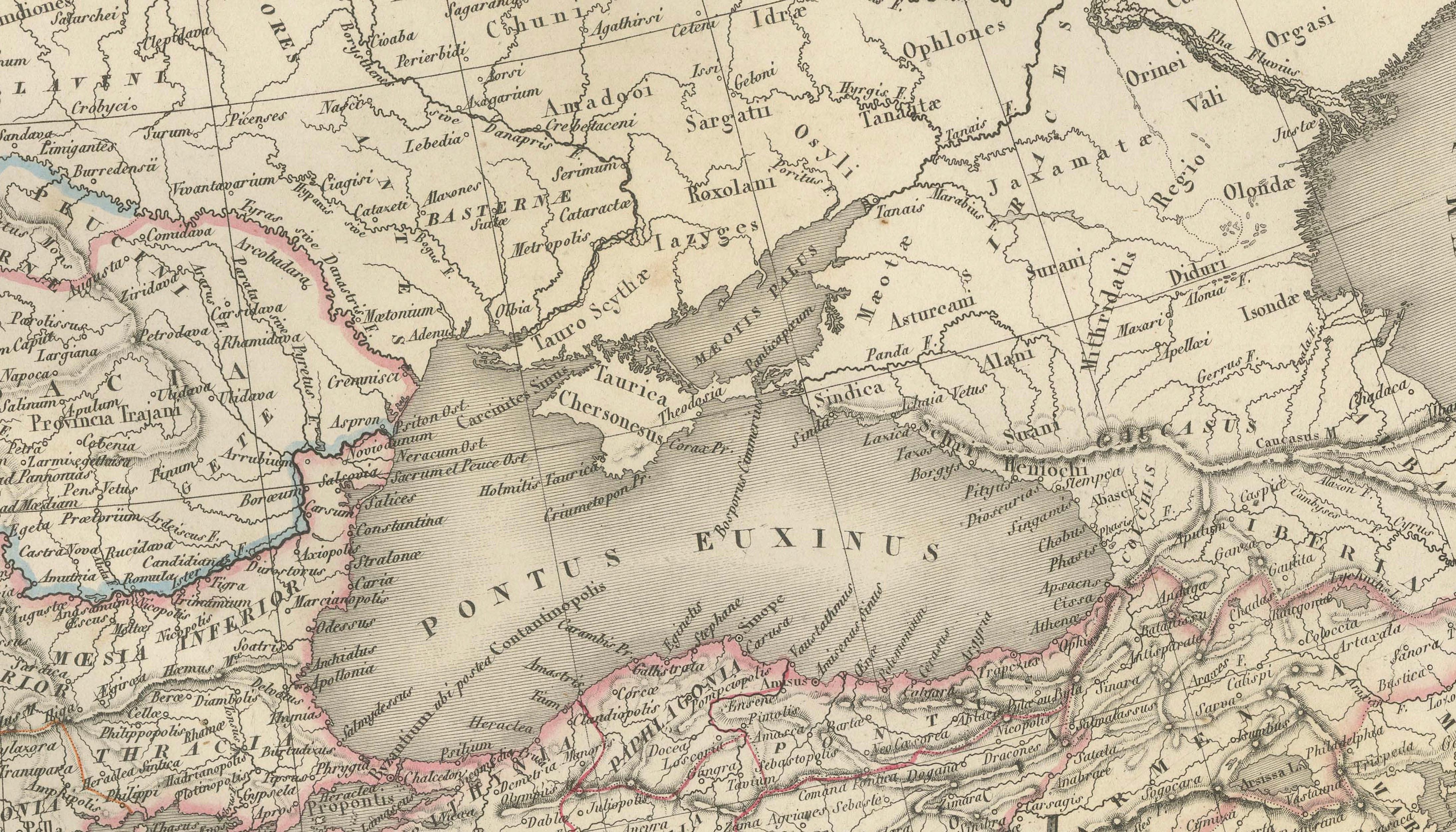 Antique Roman Empire Map, Europe Mediterranean, Lapie Tardieu, 1838