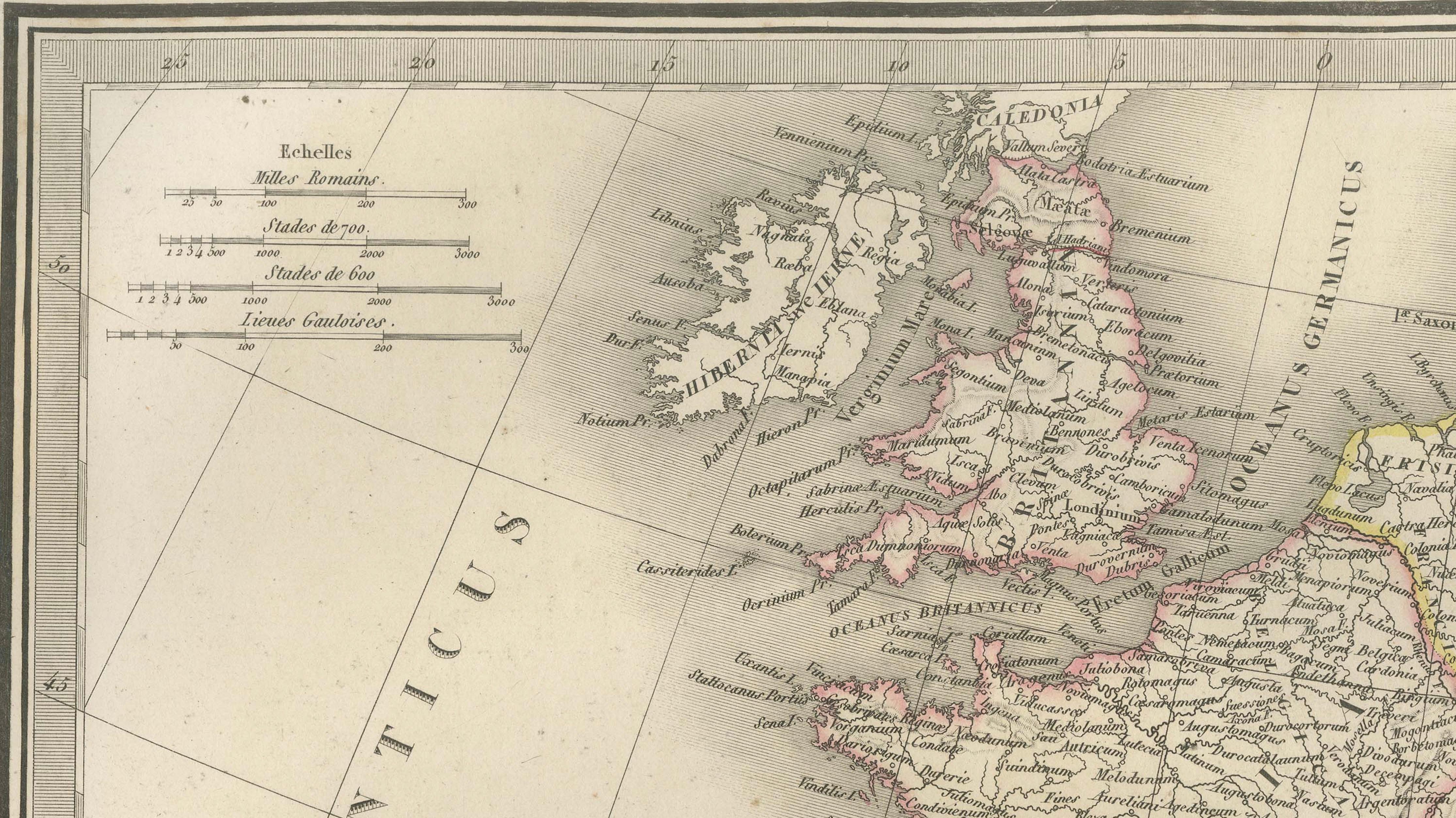 Antique Roman Empire Map, Europe Mediterranean, Lapie Tardieu, 1838