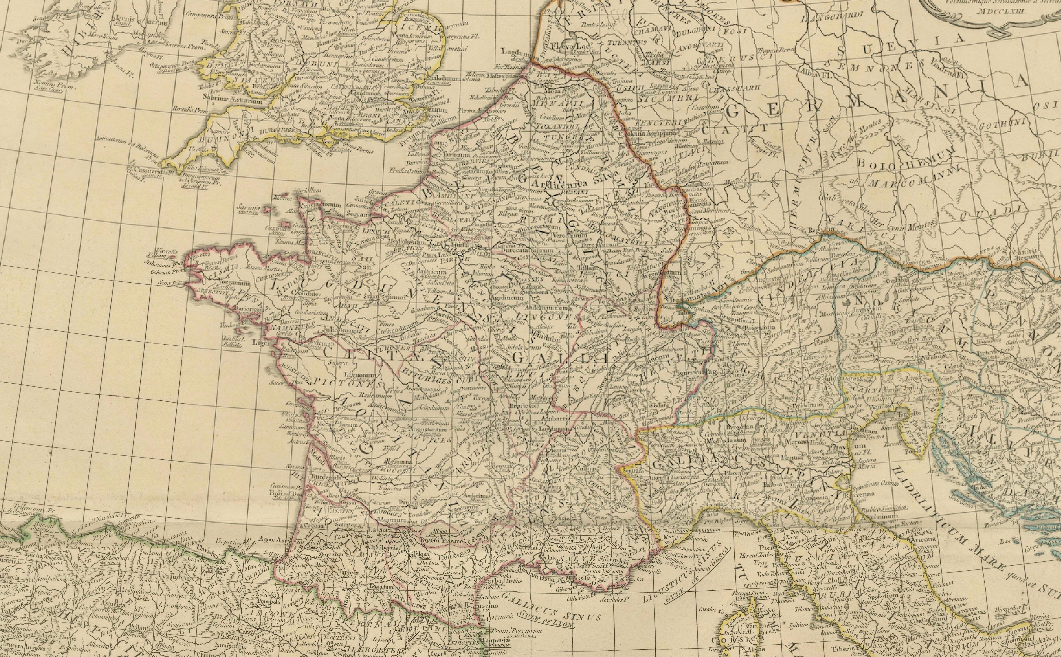 Antique Roman Empire Map – Western Mediterranean & Europe, Engraving c.1818