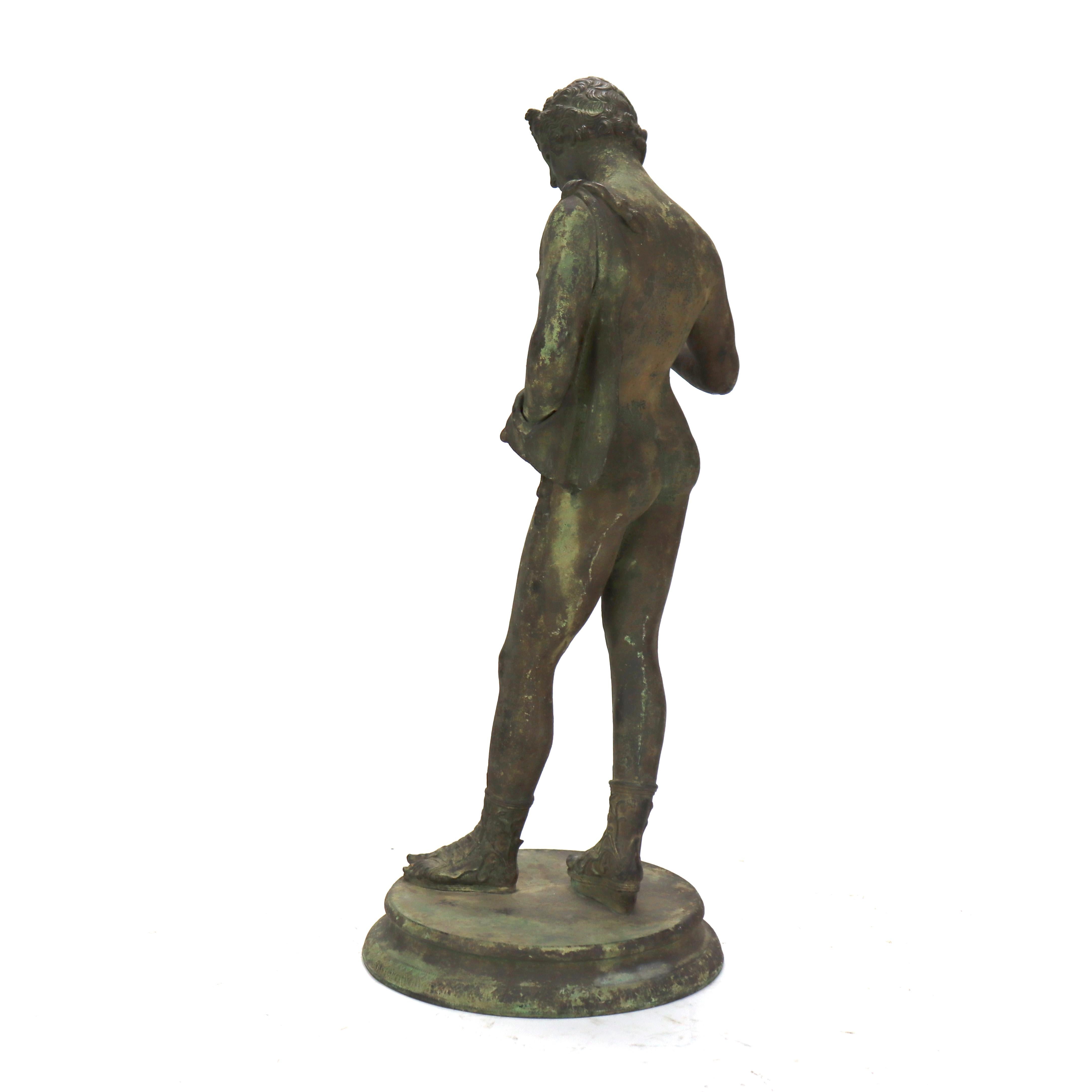 Antique Roman Grand Tour Bronze Sculpture “Narcissus” 19thC For Sale 8