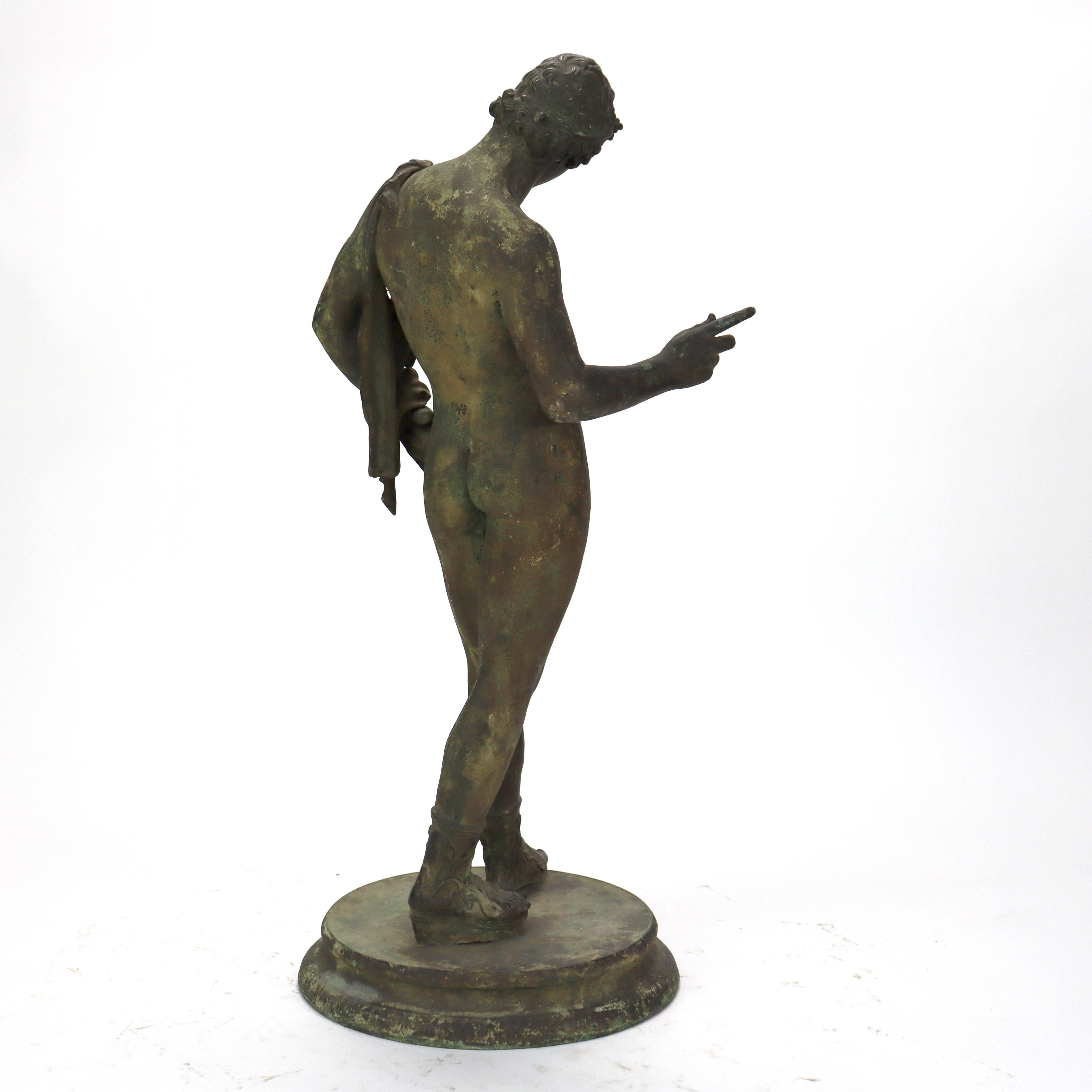 Antique Roman Grand Tour Bronze Sculpture “Narcissus” 19thC For Sale 11