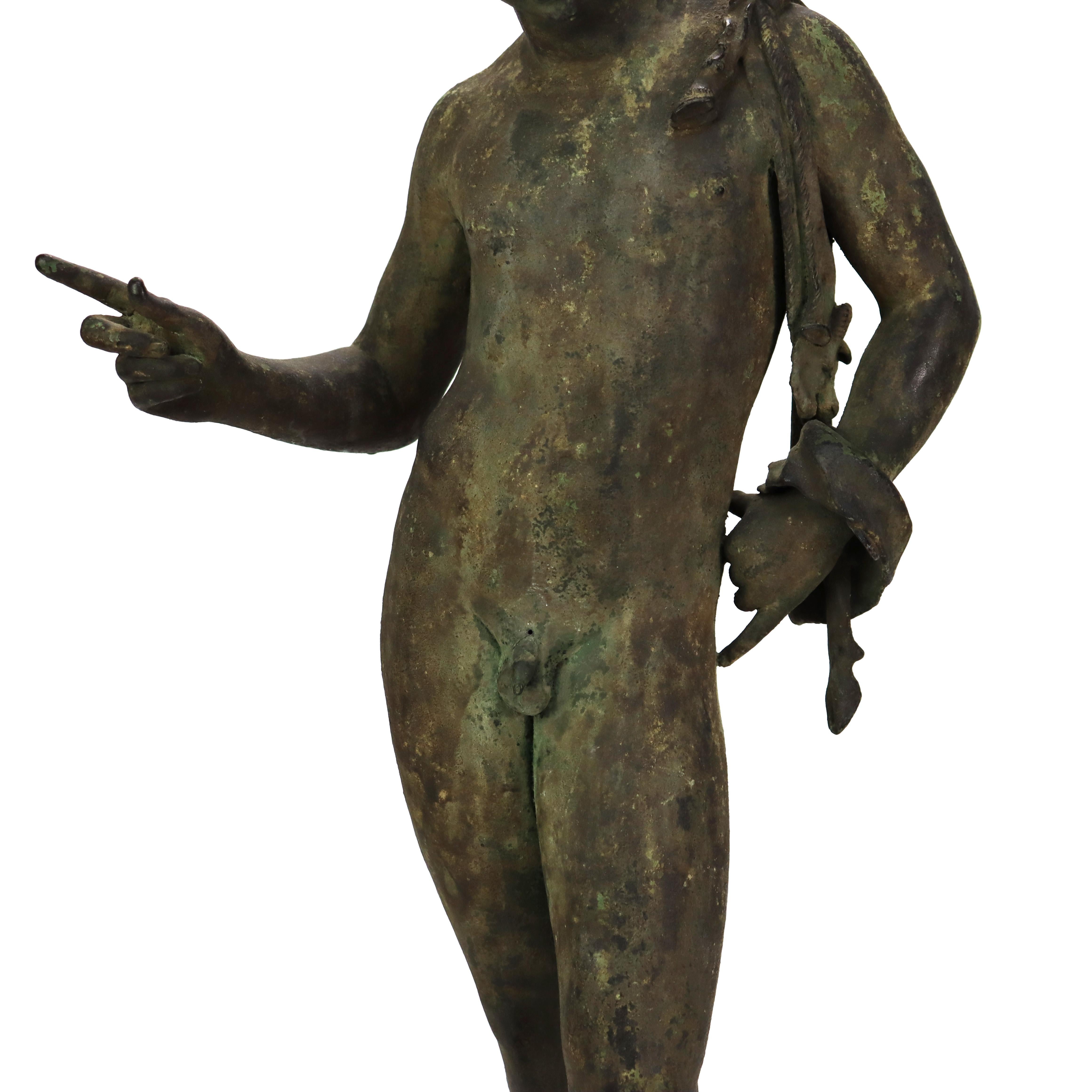 19th Century Antique Roman Grand Tour Bronze Sculpture “Narcissus” 19thC For Sale