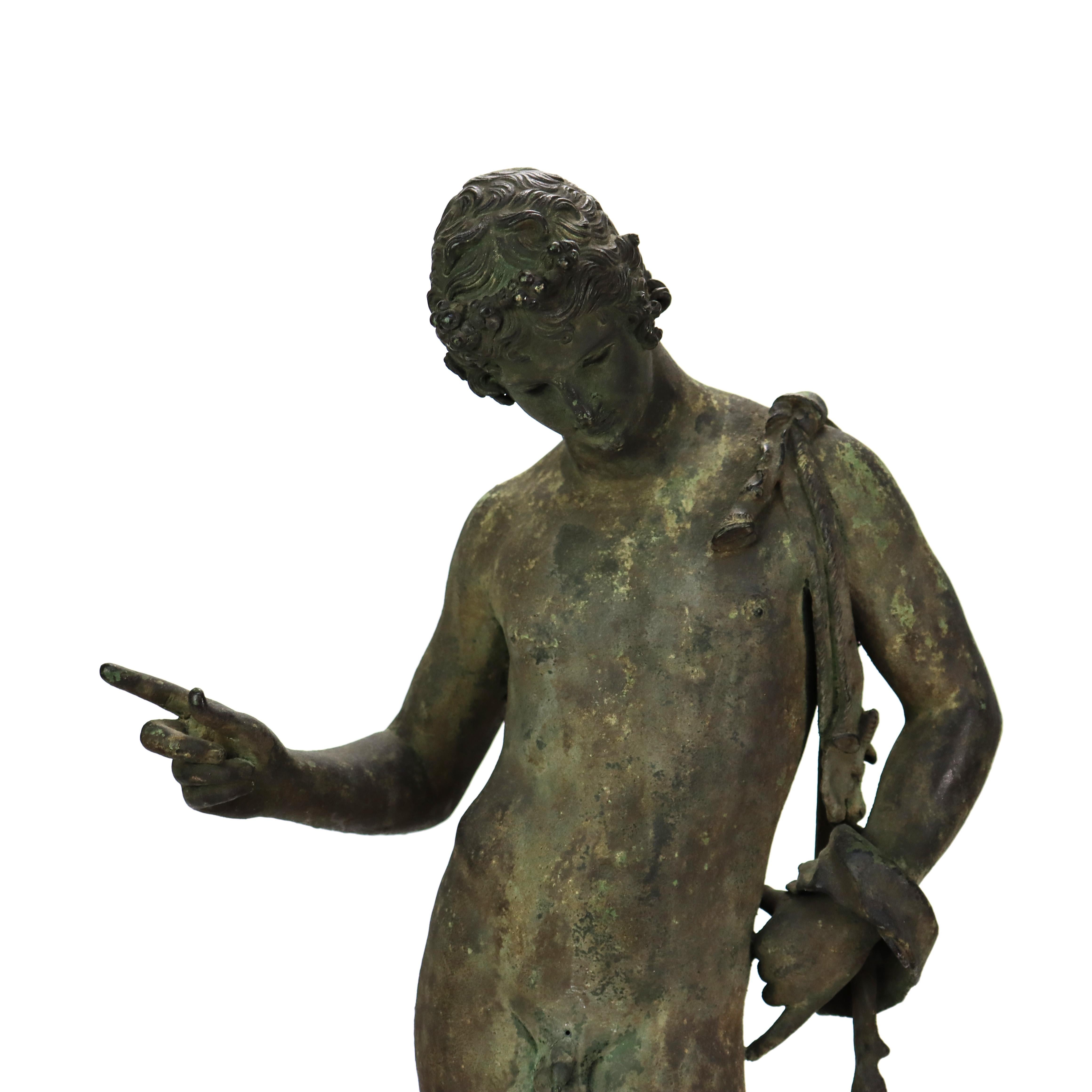 Antique Roman Grand Tour Bronze Sculpture “Narcissus” 19thC For Sale 1