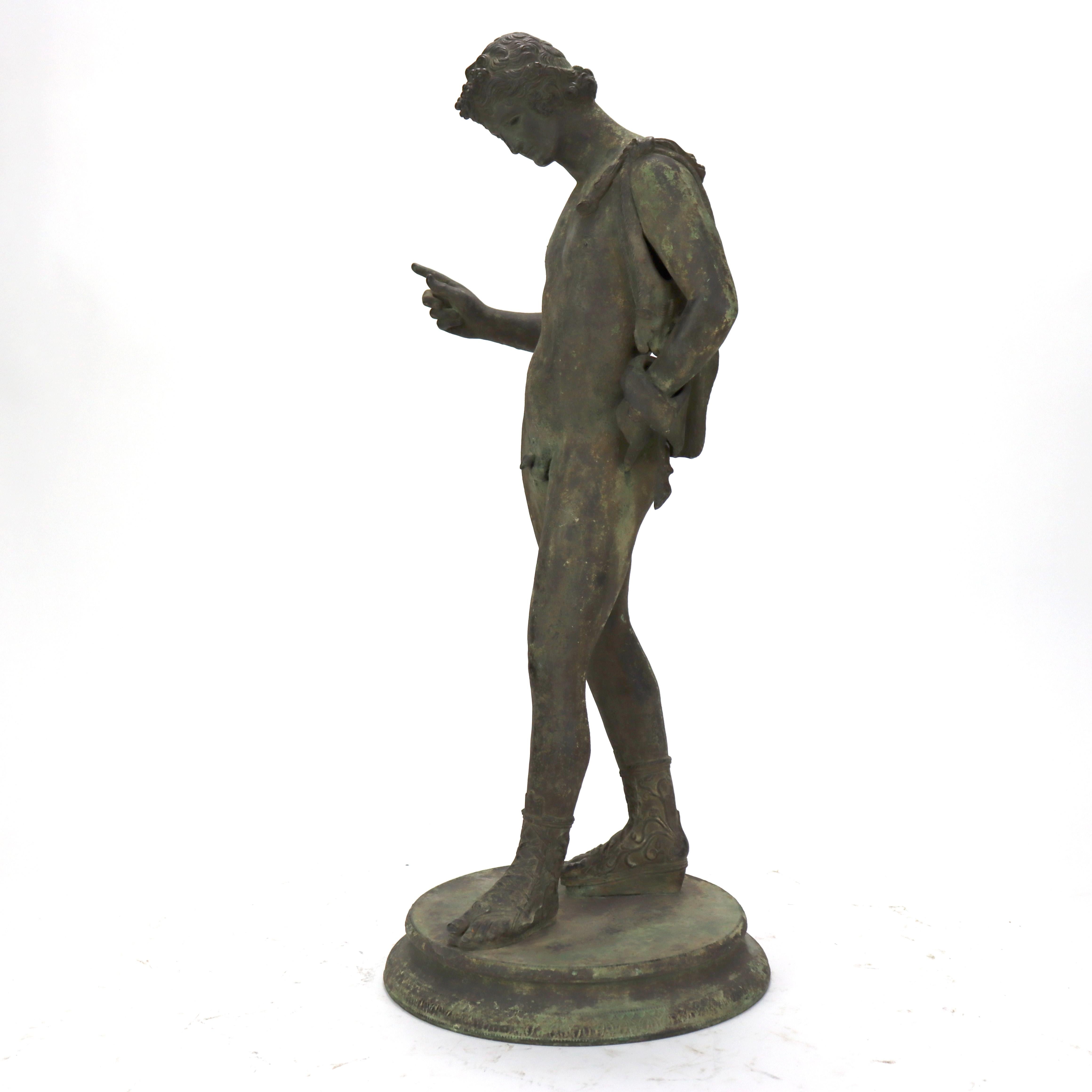 Antique Roman Grand Tour Bronze Sculpture “Narcissus” 19thC For Sale 4