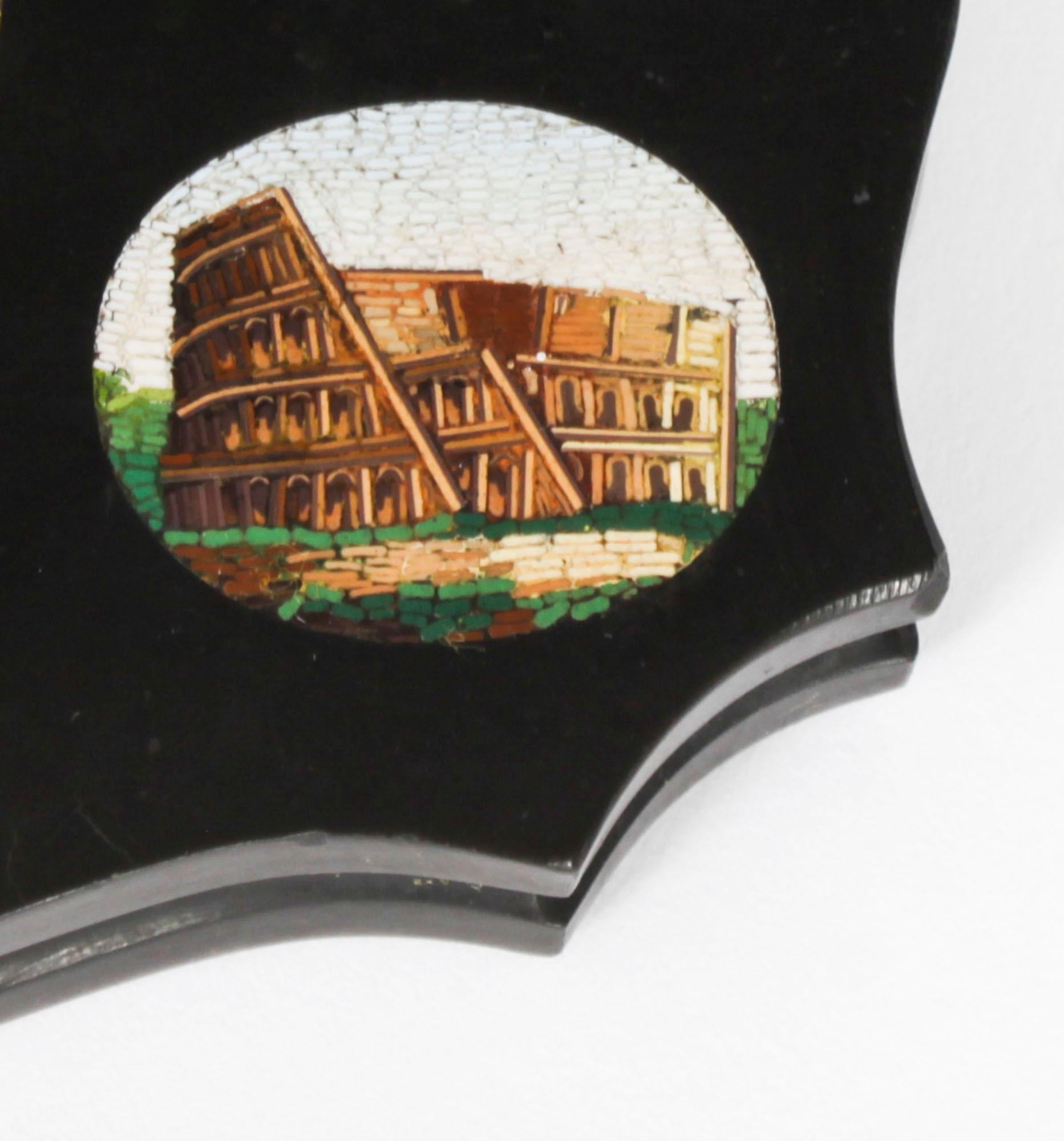 Poids du bureau ancien Grand Tour romain en marbre micromosaïque 19ème siècle 1