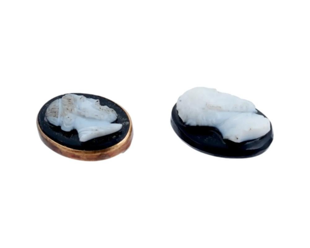 Antique Roman Oval Carved Sardonyx Stone Cameos In Good Condition In New York, NY