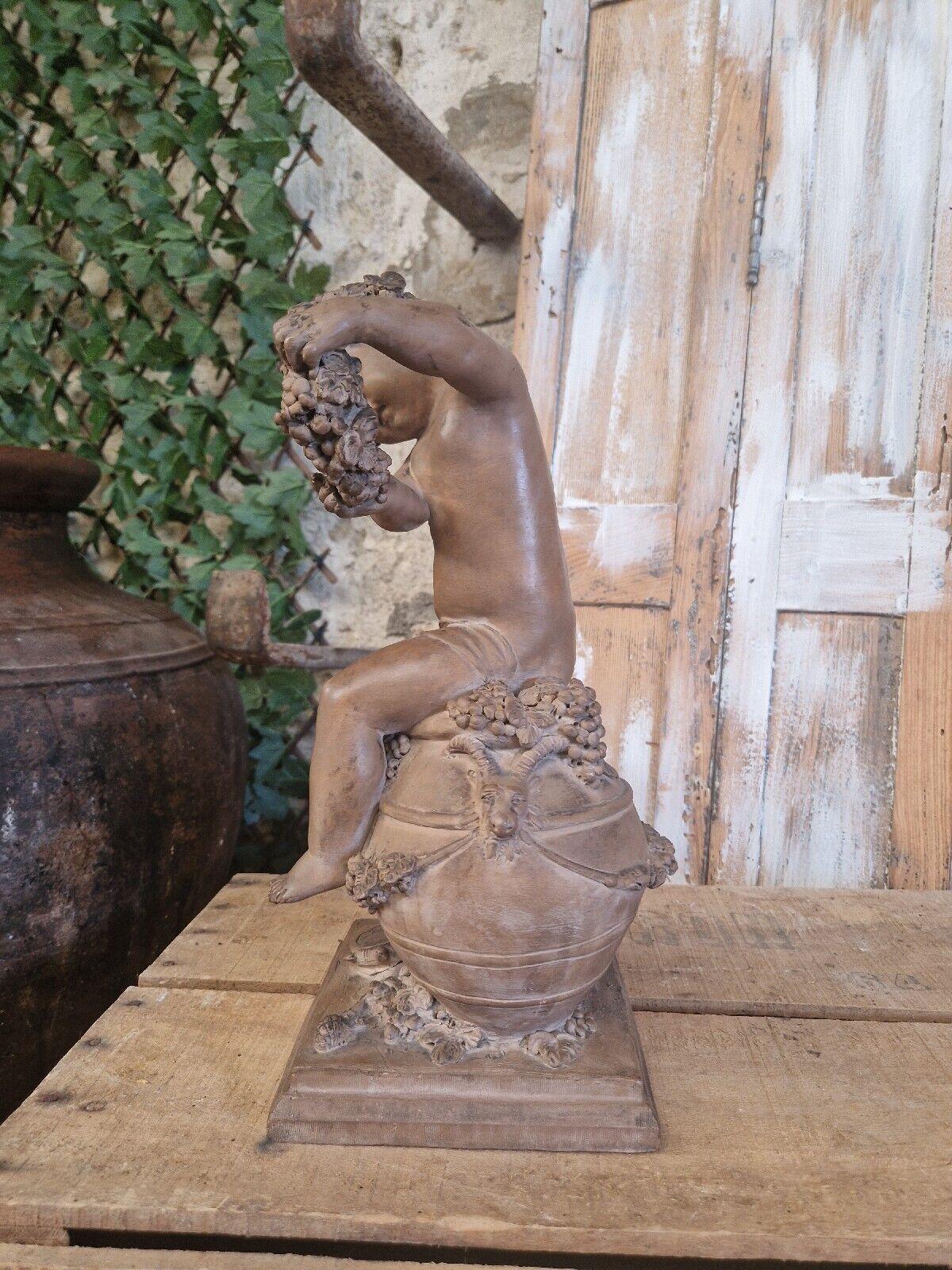 Antique Roman Sculpture Bacchus Signed 19th Century French For Sale 1