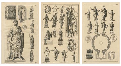 Antique Roman Sculpture Engravings, Set of 3 – Montfaucon, 1721