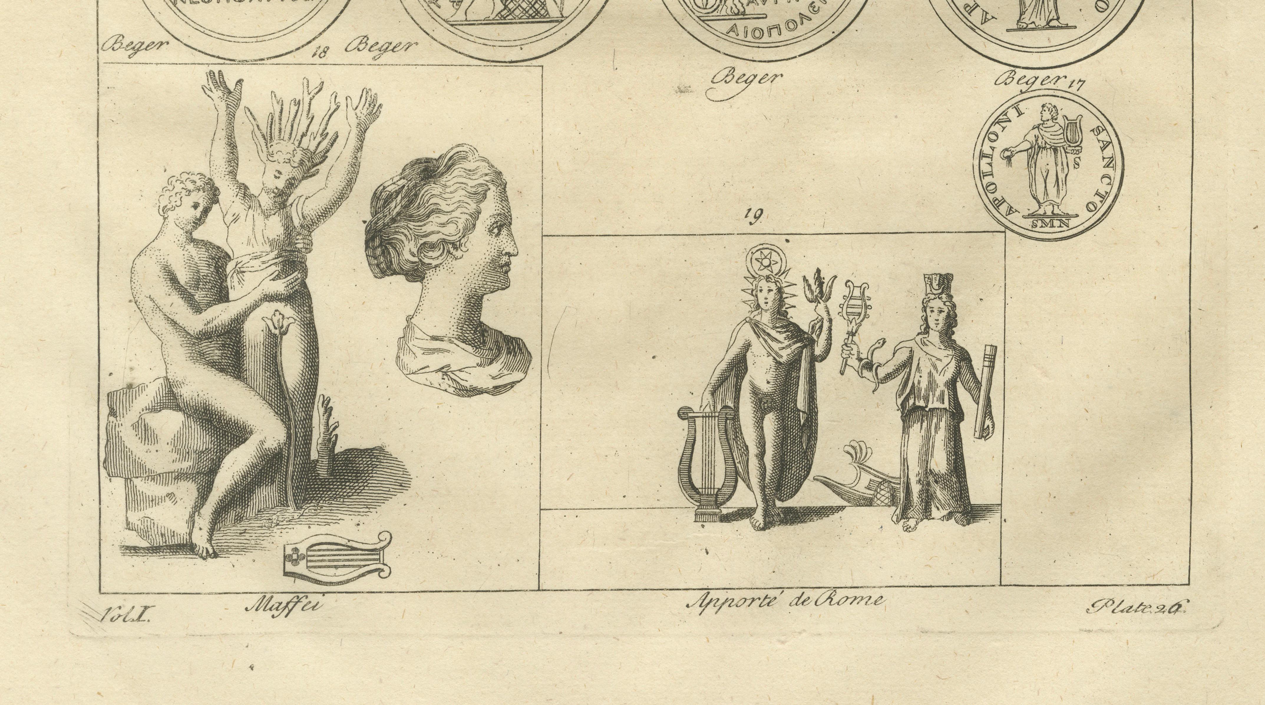 Antique Roman Sculpture & Medals Plate – Montfaucon, Antiquity Explained, 1721