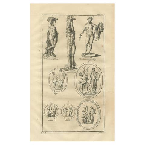Antique Roman Statues & Medals Plate – Montfaucon, Antiquity Explained, 1721