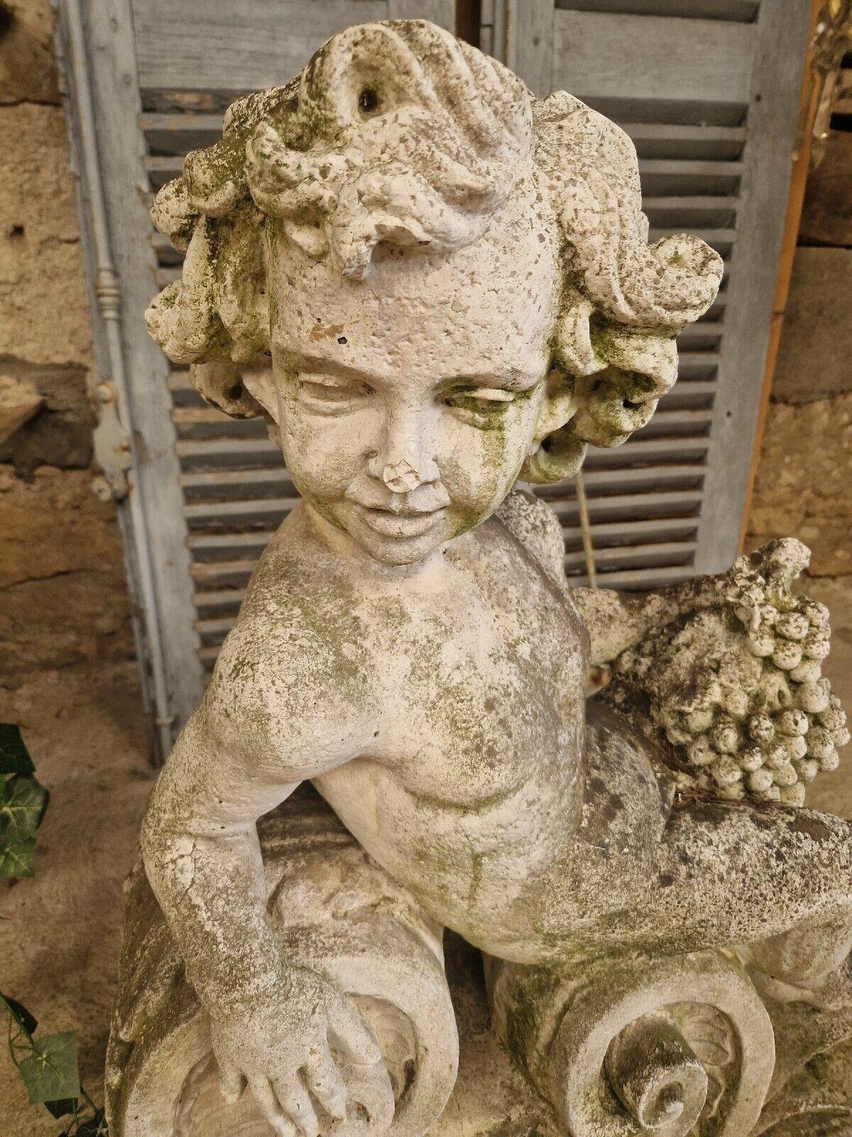 French Antique Roman Stone Garden Statue Large Life Size Bacchus Sculpture
