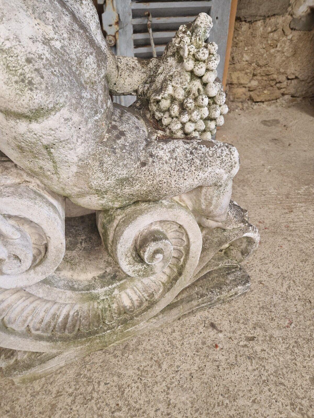 Hand-Carved Antique Roman Stone Garden Statue Large Life Size Bacchus Sculpture