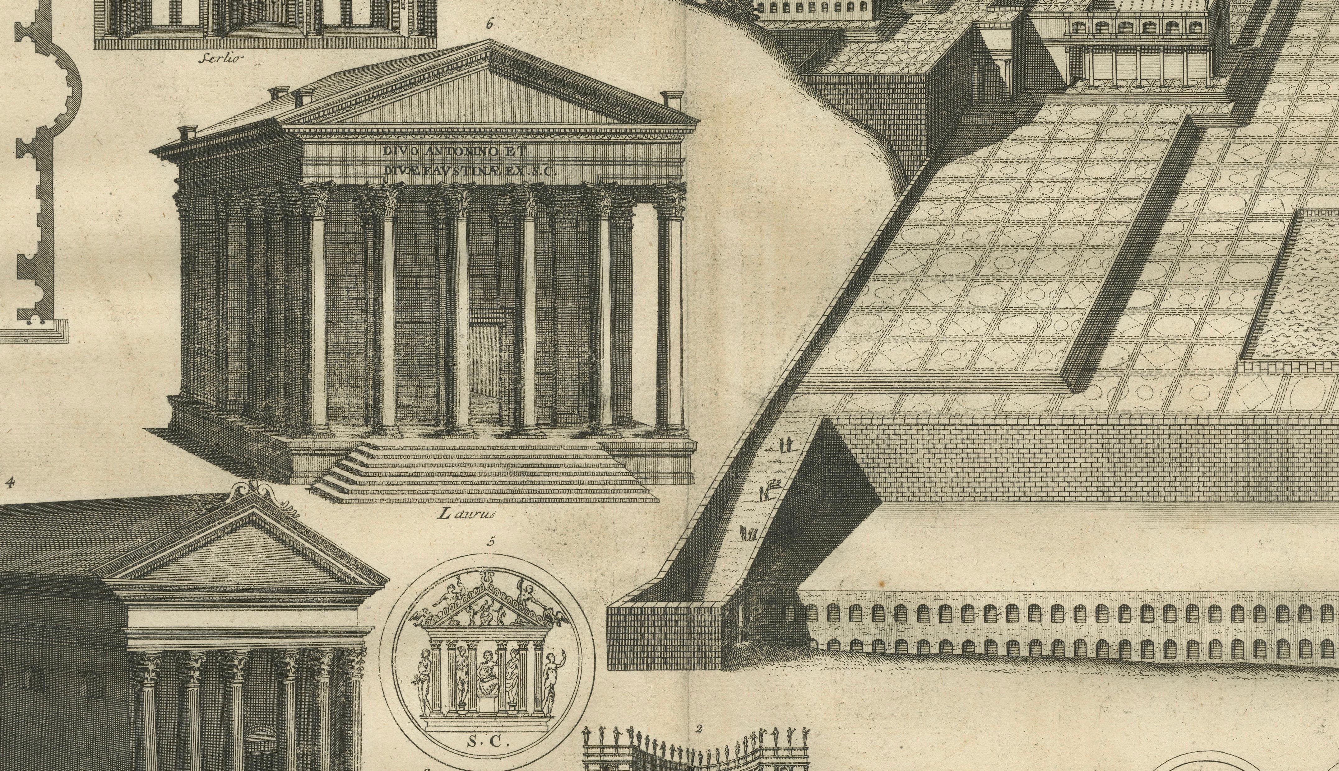 Antique Roman Temple Architecture & Archaeological Plan – Montfaucon, 1721