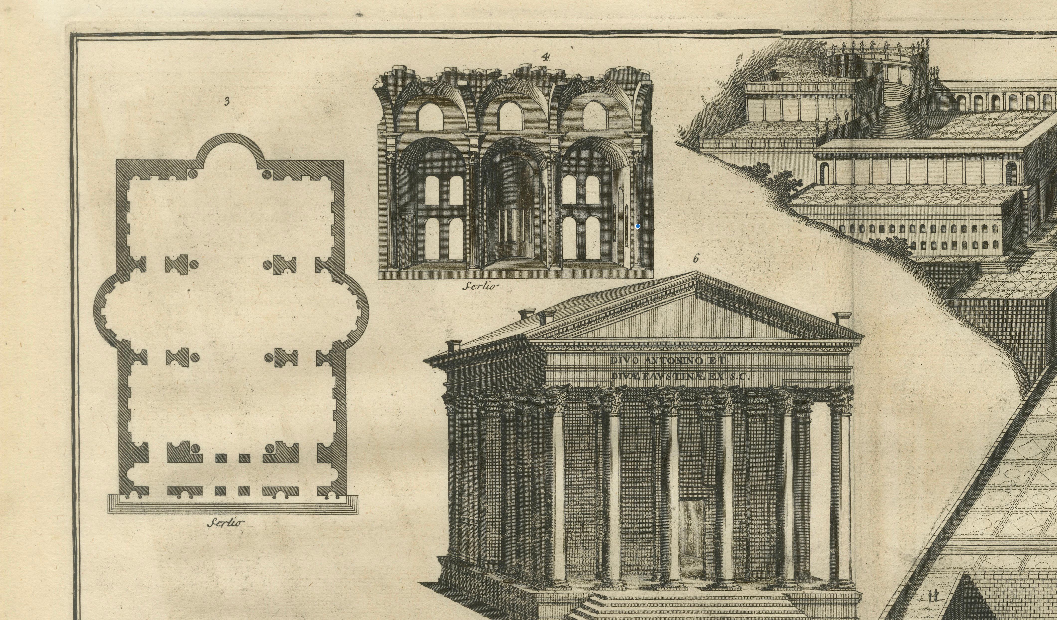 Antique Roman Temple Architecture & Archaeological Plan – Montfaucon, 1721