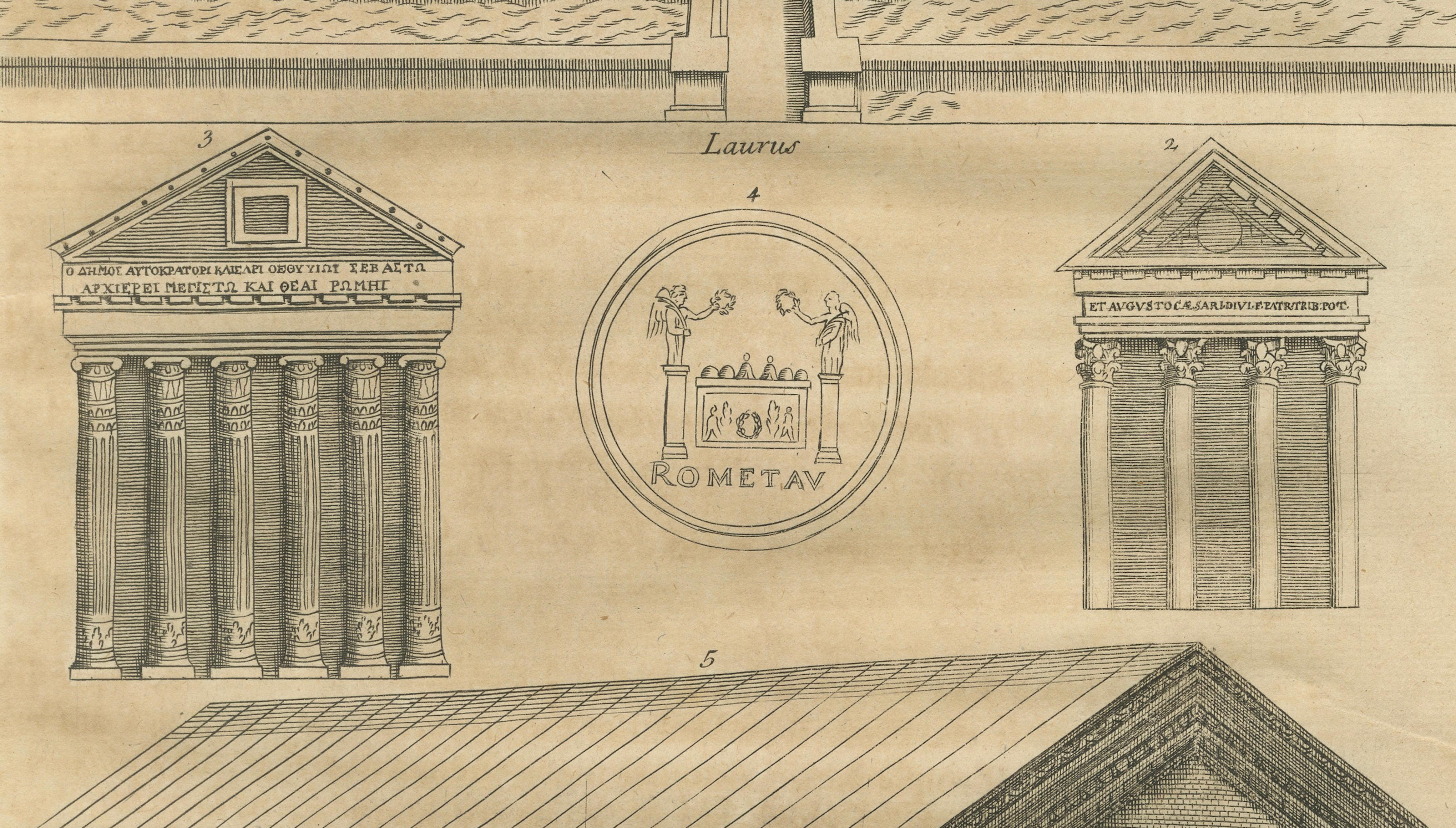 Antique Roman Temple Engravings Set of 3, Montfaucon 1721 Architecture