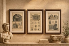 Antique Roman Temple Engravings Set of 3, Montfaucon 1721 Architecture