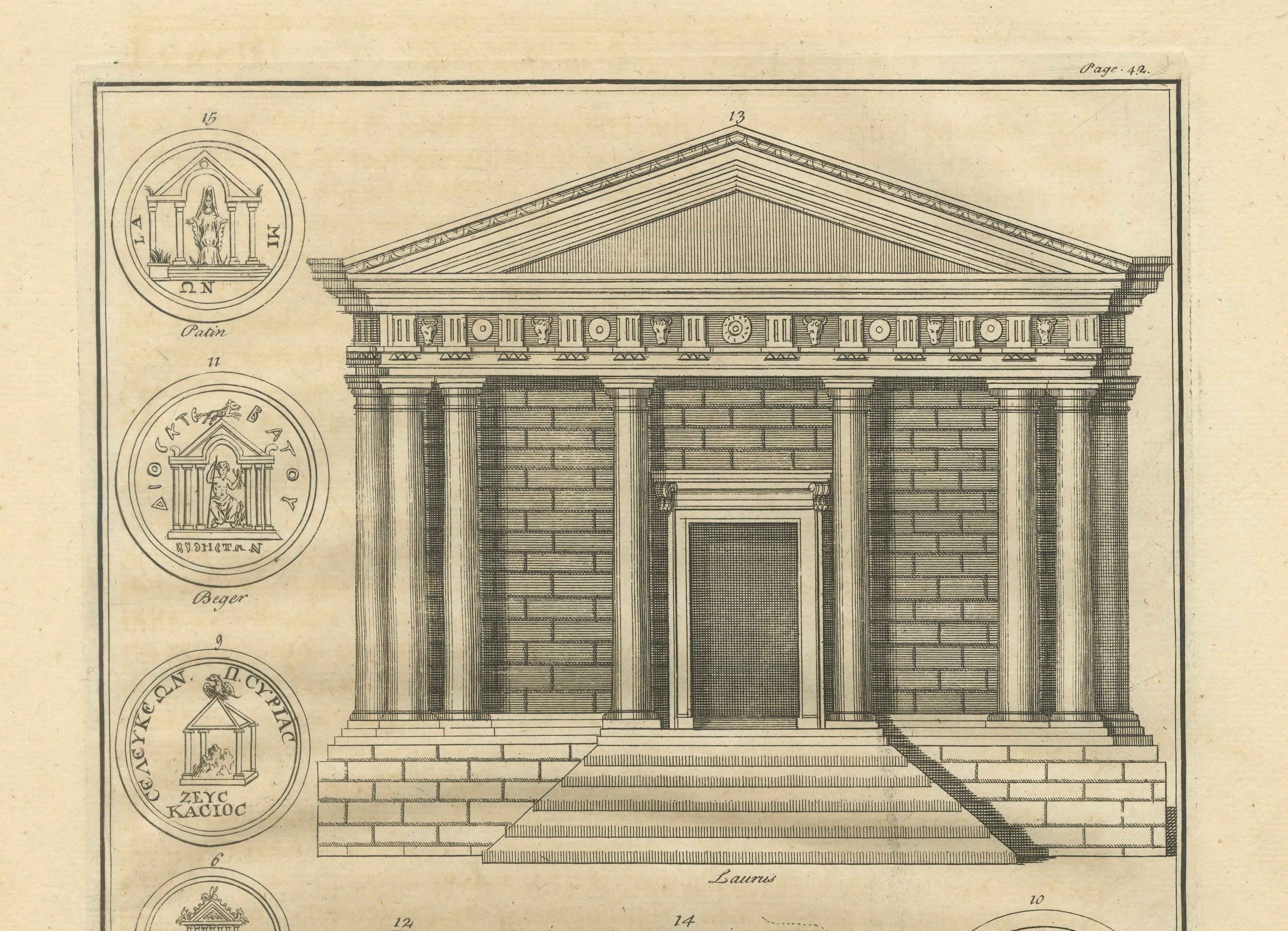 Antique Roman Temple Engravings Set of 3, Montfaucon 1721 Architecture