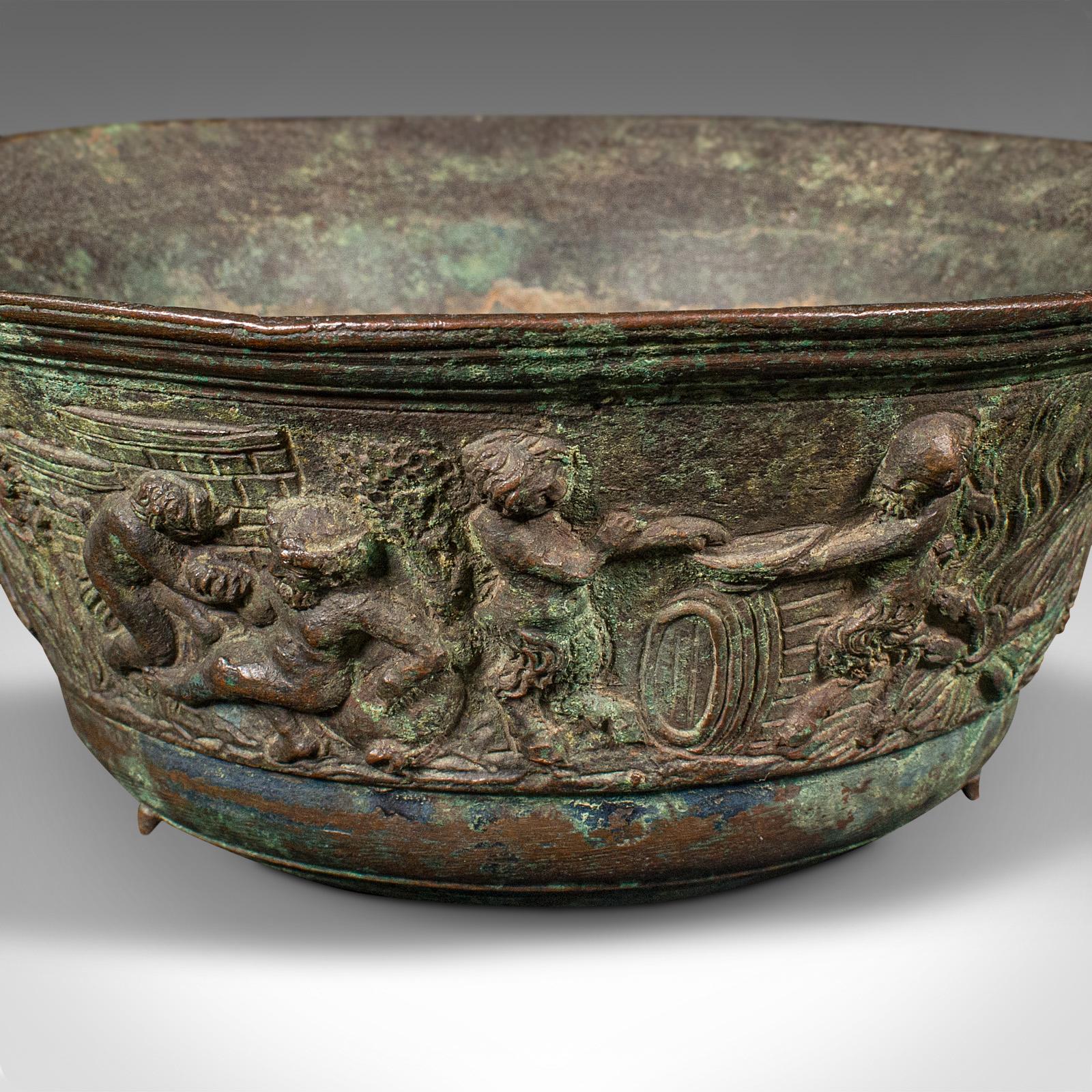 Antique Romanesque Bowl, Italian, Grand Tour, Bronze, Bacchanalian, Victorian For Sale 6