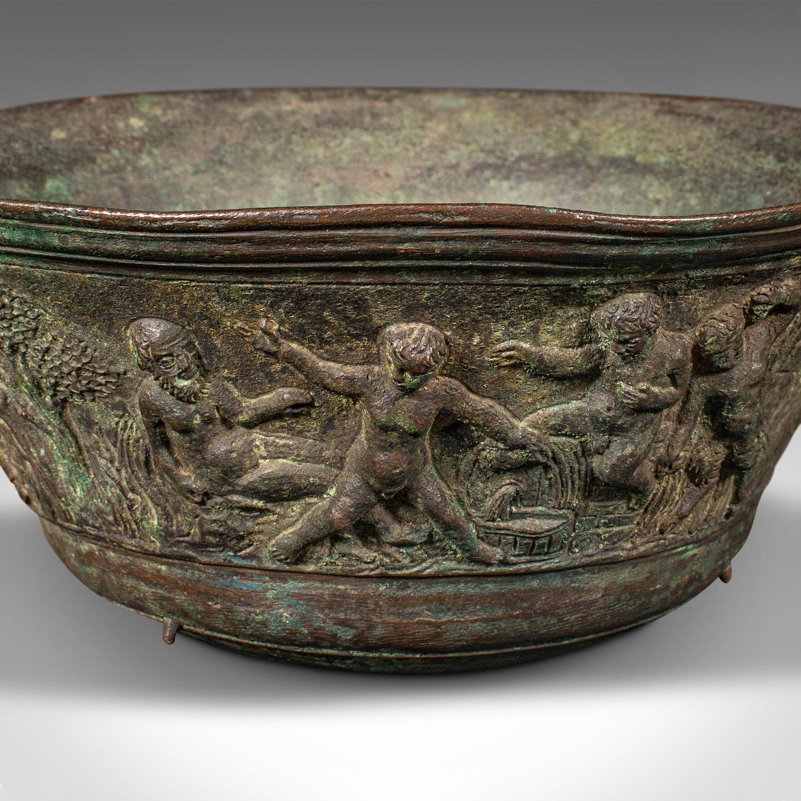Antique Romanesque Bowl, Italian, Grand Tour, Bronze, Bacchanalian, Victorian For Sale 4