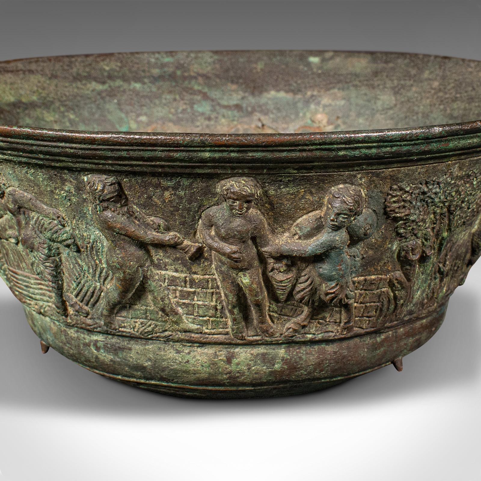 Antique Romanesque Bowl, Italian, Grand Tour, Bronze, Bacchanalian, Victorian For Sale 5