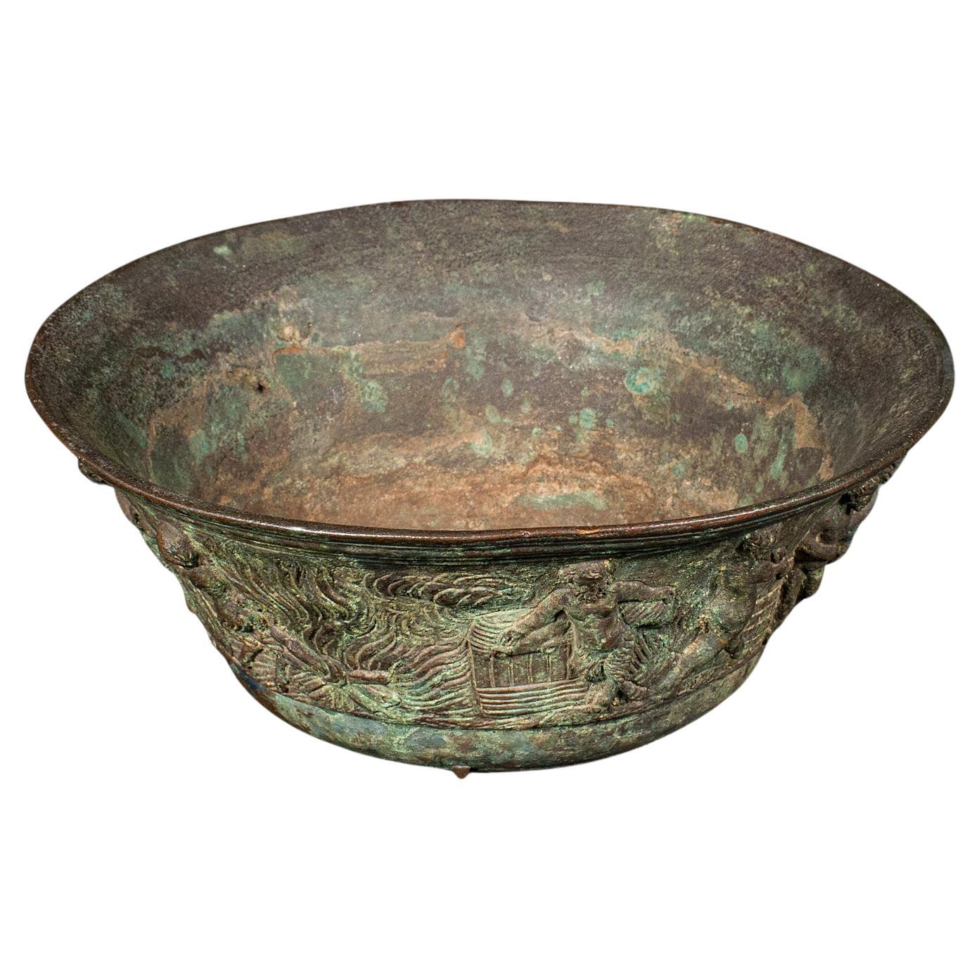 Antique Romanesque Bowl, Italian, Grand Tour, Bronze, Bacchanalian, Victorian For Sale