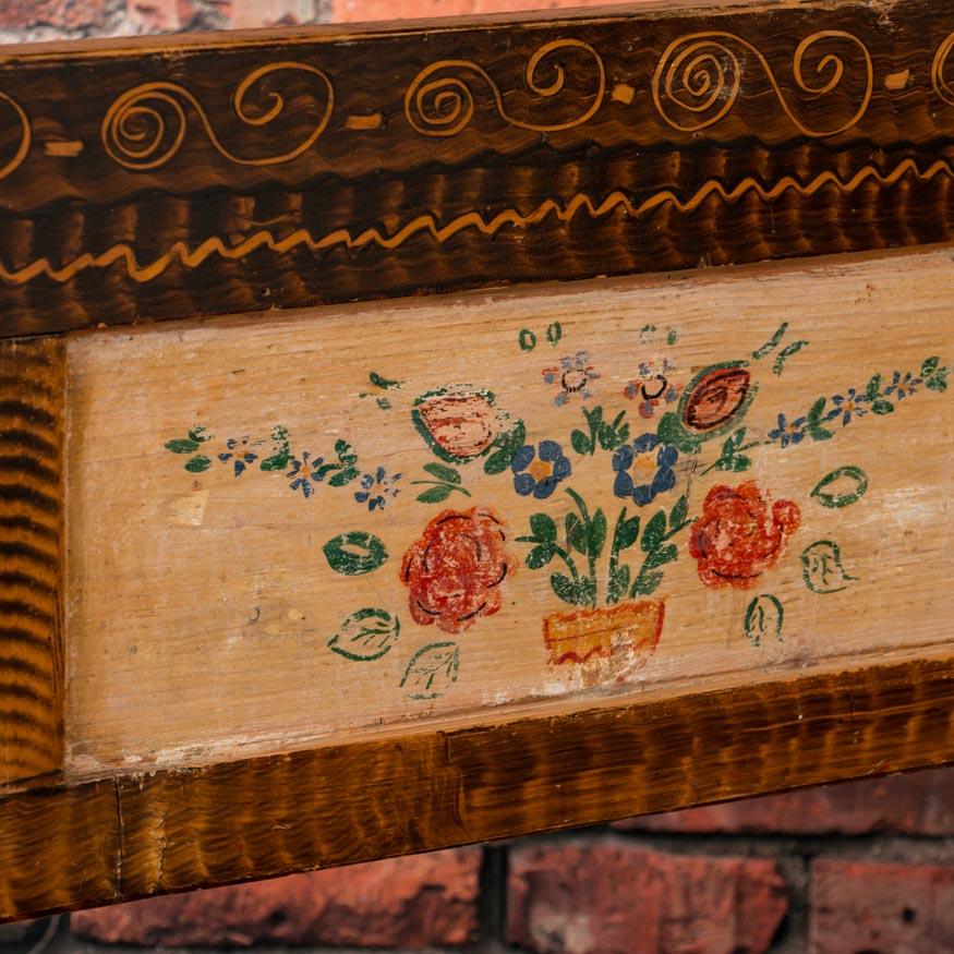 Antique Romanian Folk Art Painted Storage Bench 1