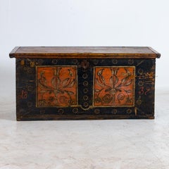 Antique Original Painted Trunk/Coffee Table, Romania