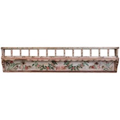 Antique Romanian Folk Art Painted Wall Rack