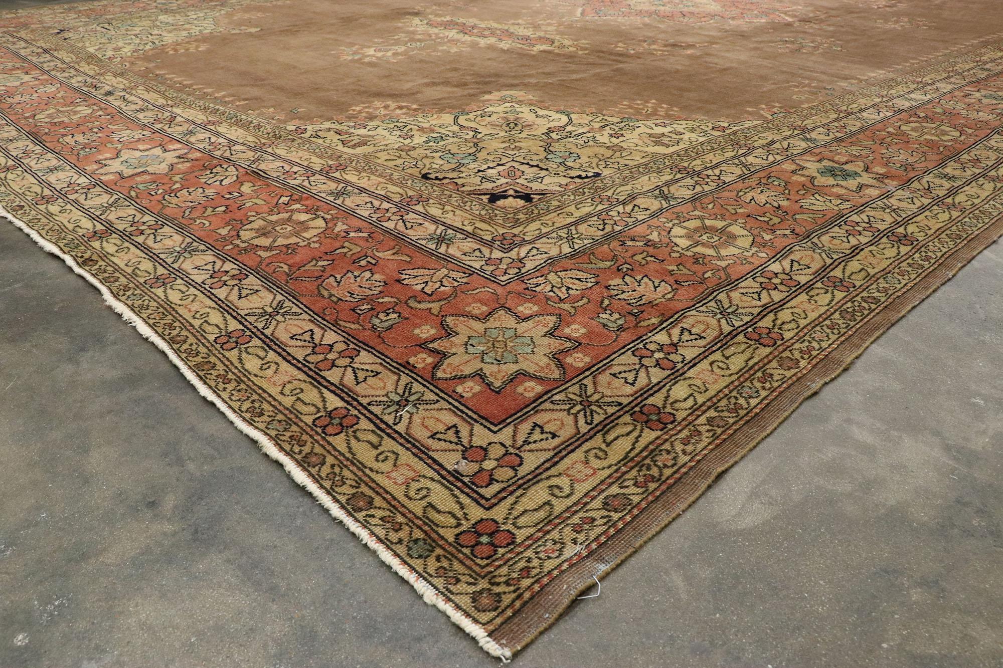 Hand-Knotted Antique Romanian Palace Size Rug with Rustic Victorian Style For Sale
