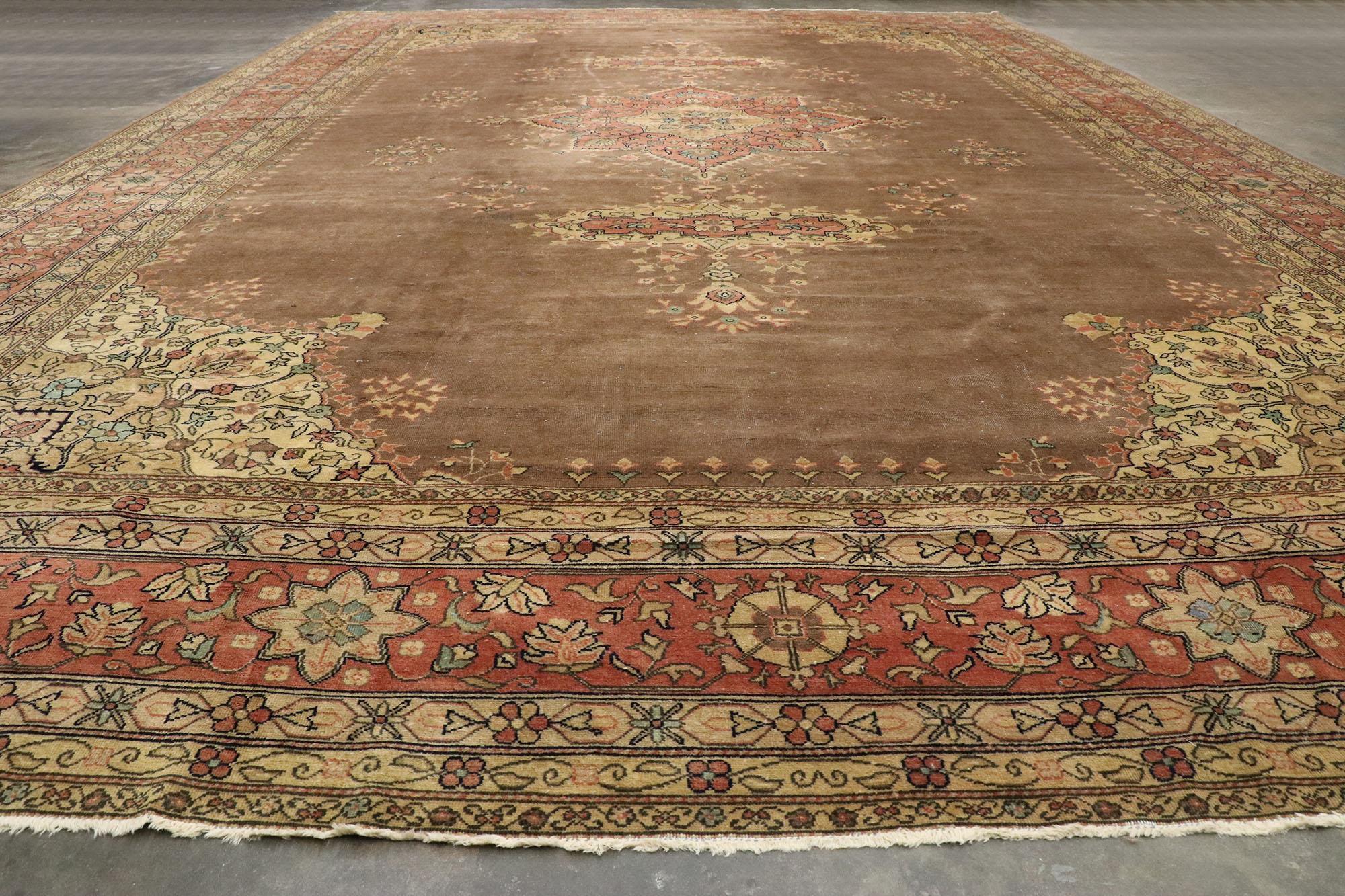 Antique Romanian Palace Size Rug with Rustic Victorian Style In Good Condition For Sale In Dallas, TX