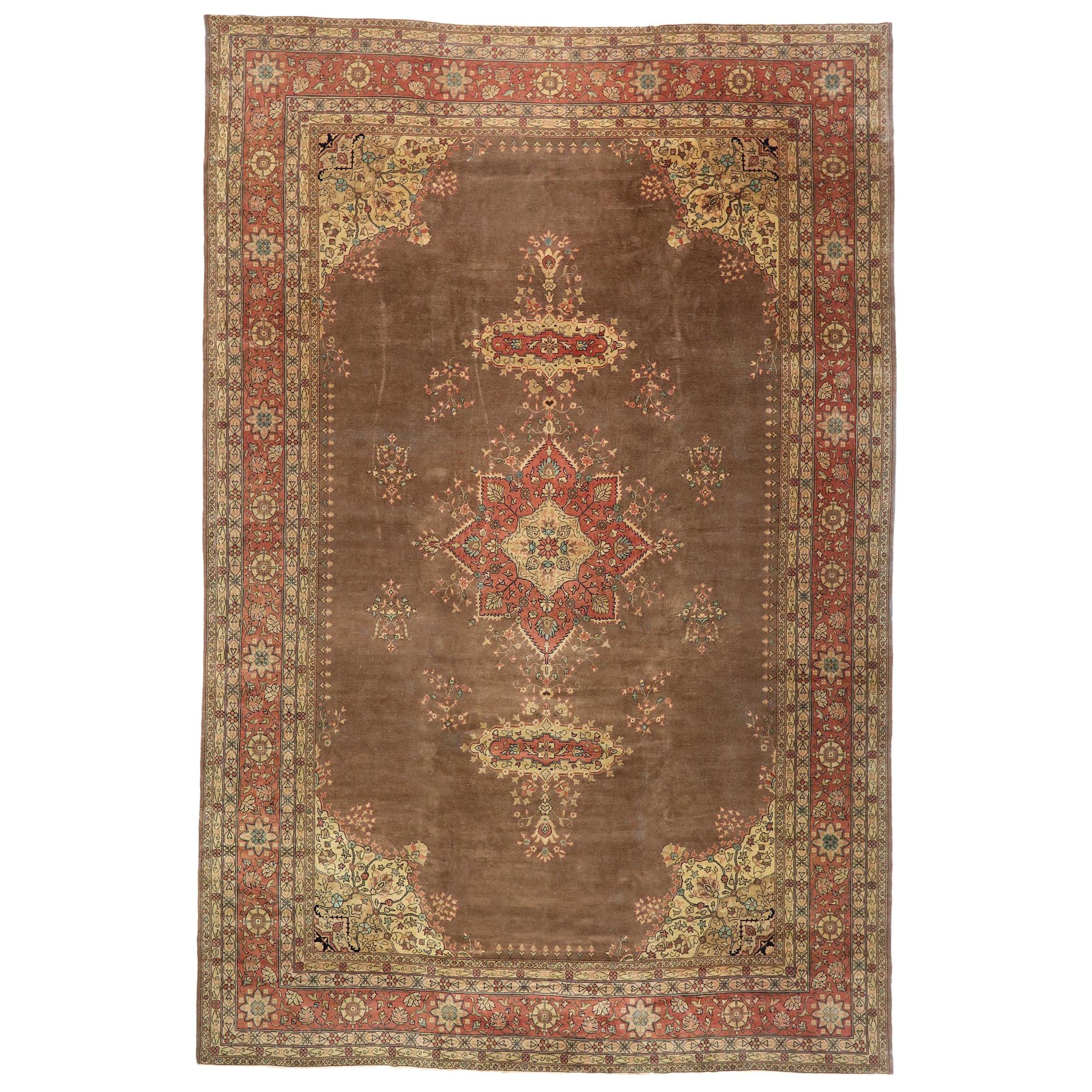 Antique Romanian Palace Size Rug with Rustic Victorian Style For Sale