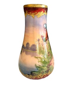 Antique Romantic French Porcelain-Style Opaline Glass Vase