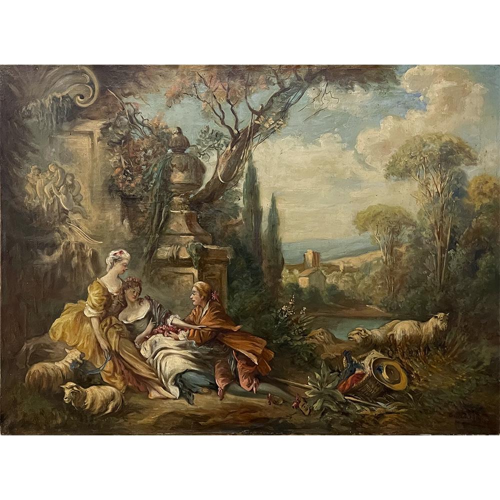 Grande Piatto Ornamentale con Scena Pastorale Ispirata a Boucher