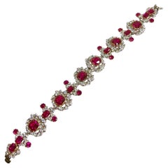 Diamond Ruby Costume Jewelry Bracelet Antique Romantic Style