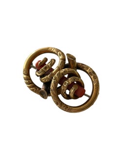 Antique Romantic Victorian Natural Coral "Eternal Knot" Brooch & Pendant, circa