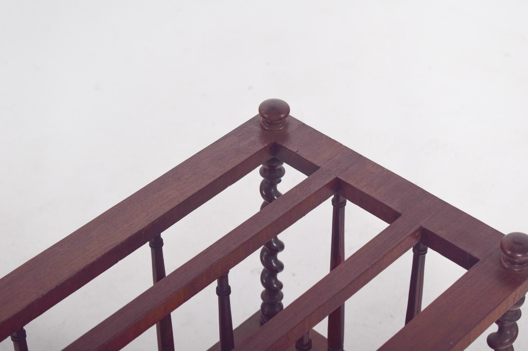 Antique Romantic Wood Magazine Rack For Sale 4